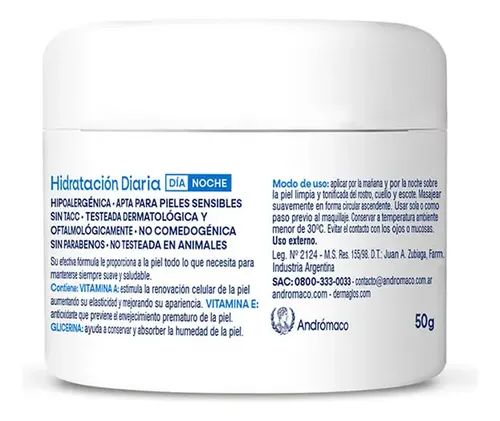Crema Hidratación Diaria Facial Dermaglós Andrómaco