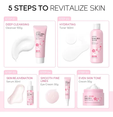 Set De Cuidado Facial Laikou Sakura Rejuvenecedor