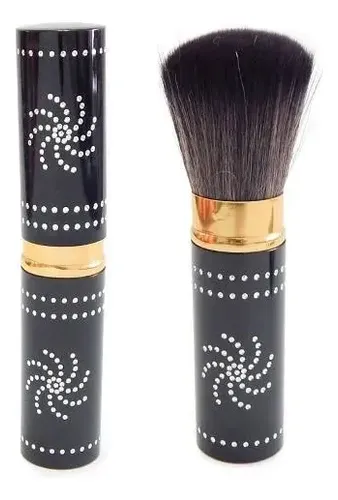 Brocha de rostro LucyDan Diamante Negra Mango Plástico Puntas Redondeadas