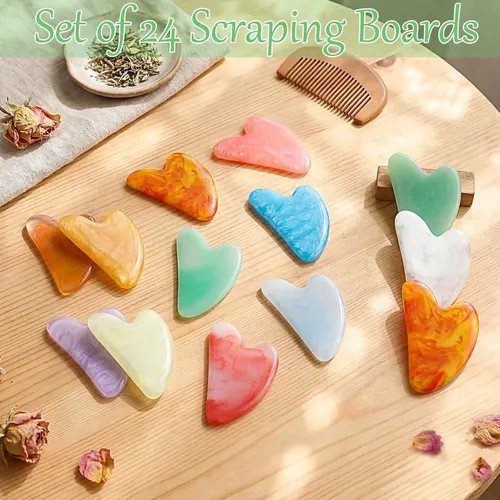 Gua Sha De 24 Piezas En Resina Corazón  Sherr, 7.6 X