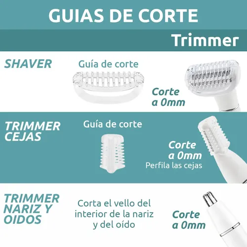 Afeitadora Corporal Facial 3en1 Nariz Ceja Vgr V-611 Ipx5 Color Blanco
