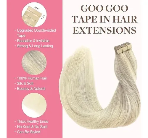 Extensiones Cabello Humano Goo Goo Remy Cinta Adhesiva 24