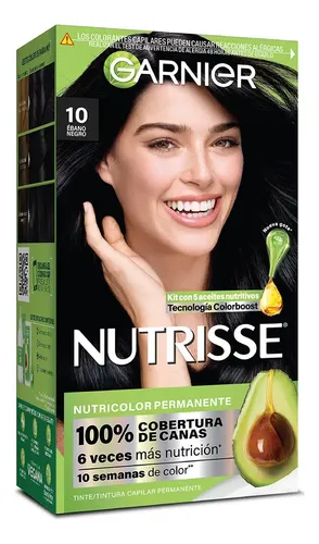 Kit De Tintura Permanente Nutrisse De Garnier Tono Tono 10 Ebano Negro