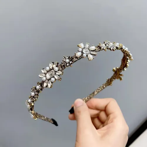 Diadema Barroca De Perlas For Mujer, Estilo Geométrico De H