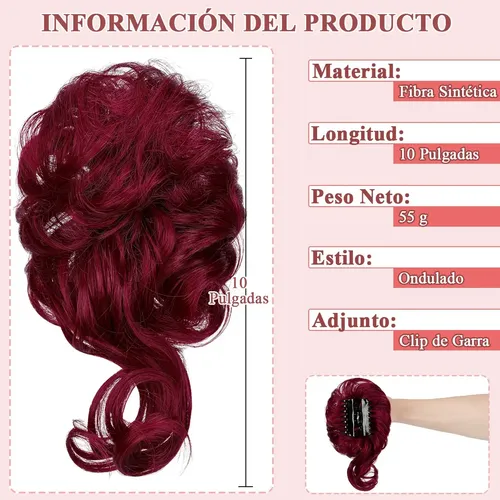 Cxre Moño Postizo Con Clip Garra, Extensión De Cabello Ce