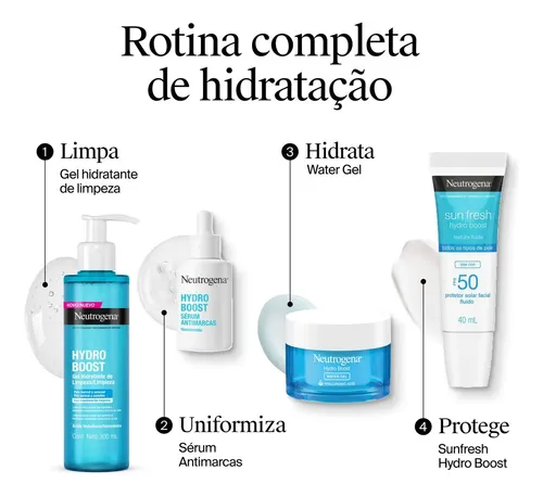 Gel limpiador hidratante Neutrogena Hydro Boost, 150 ml, para todo tipo de piel, día y noche