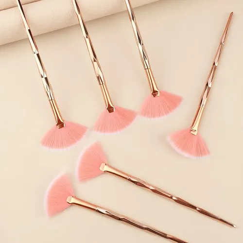 9 Pinceles Para Iluminar En Forma De Abanico En Oro Rosa