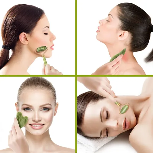 Set Jade Roller & Gua Sha Charmonic De 4 Piezas Para Rostro