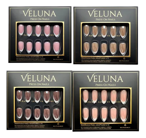 Uñas Press On Veluna – Soft Gel – Francesitas Clásicas 30u Almendras – Rosa Nude Oscuro