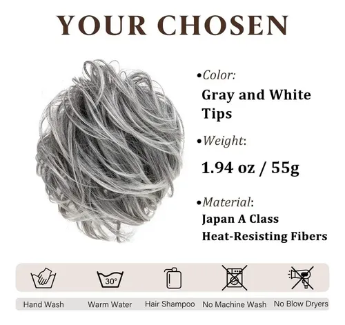2 Piezas Extensión De Moño De Pelo Rizado Chongos T Regalo