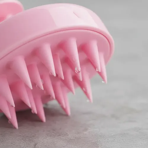 Masajeador De Cuero Cabelludo De Silicona, Champú, Cepillo,  Pink