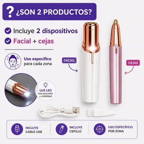 Kit Depiladora Electrica Facial Mujer Cejas Bozo Portátil