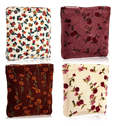 Bolsa De Maquillaje Abbylike Floral Corduroy Para Cosméticos