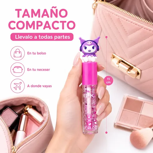 Lip Gloss Kuromi Kawaii Brillo Labial Glitter X3