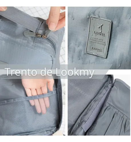 Neceser de viaje Gris | portacosmético necessaire organizador de cosméticos | bolso neceser de tela lavable e impermeable | porta maquillaje para maleta y cartera mujer regalo