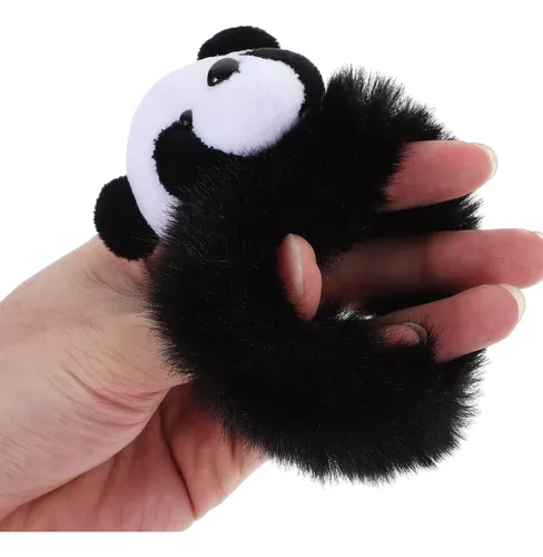 2 Cintas Para El Pelo Con Pompones Y Coleteros De Panda, =