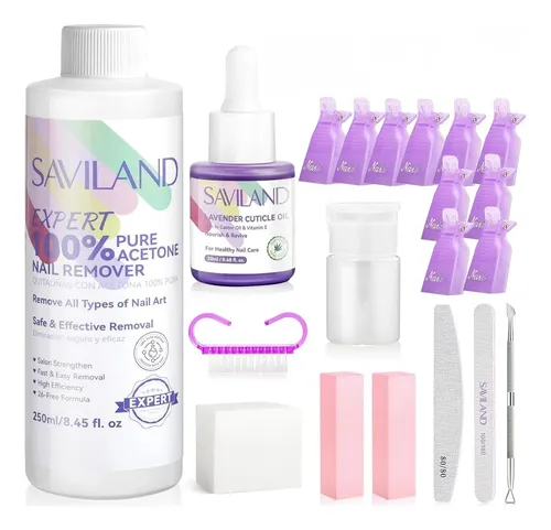 Kit Removedor De Esmalte Saviland Acetona 250ml Profesional