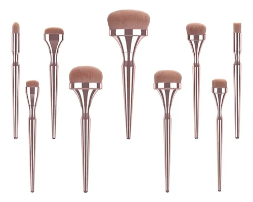 Conjunto De 9 Pinceles De Maquillaje En Oro Rosa