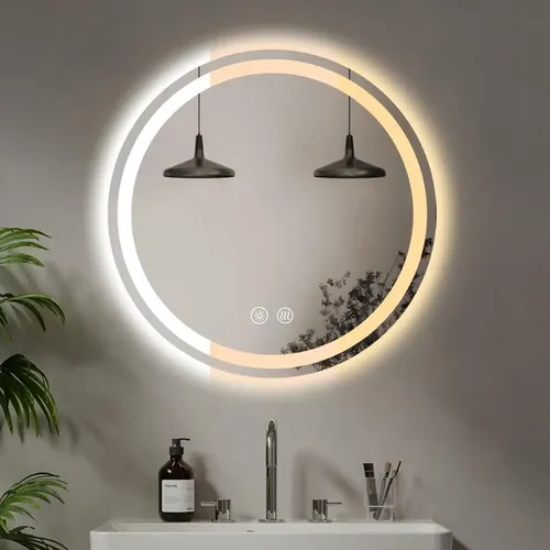 Espejo Redondo con Luz LED y Antivaho de 60 cm para Baño