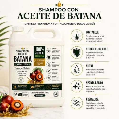 Shampoo Fortalecedor Aceite De Batana Sin Sulfatos 5l