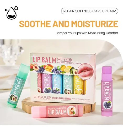 Set Bálsamo Labial Hidratante Frutal M153-6 Pcs/set