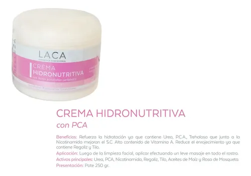 Crema Hidronutritiva Con Pca Antiage 250gr Laca Momento de aplicación Día Tipo de piel Mixta