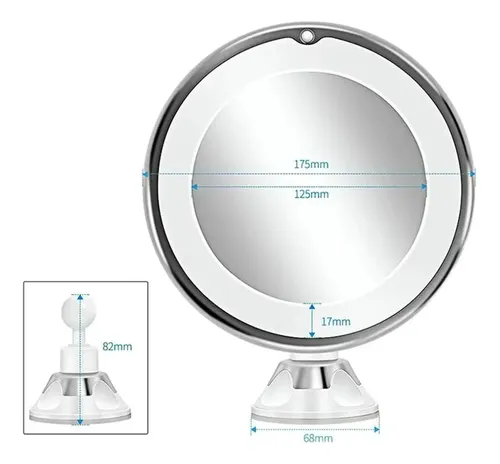 Hm Espejo Aumento 10x Con Luz Led Para Maquillaje, Haom