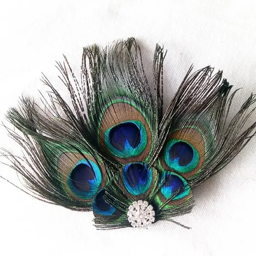 Tocado Con Forma De Pluma De Pavo Real Para Novia, Horquilla