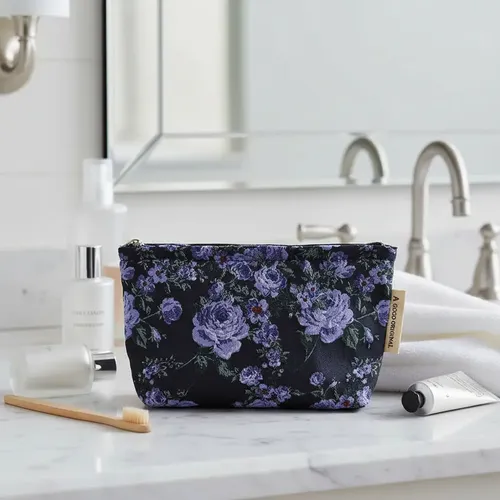 L~h Bolsa De Maquillaje Con Flores Moradas, Bolsa De **