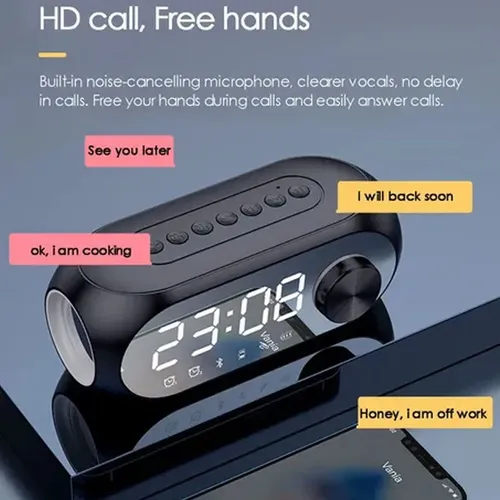 Altavoz Despertador Bluetooth Con Radio Fm, Mp3, Pantalla De Espejo Portátil, Doble Alarma