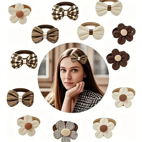 S- 16 Flores For Niñas Con Lazos Y Anillos De Pelo ,