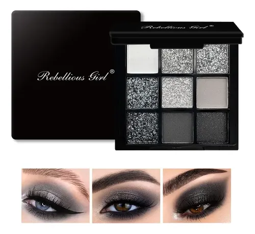 9-grid Red Eyeshadow Palette Purple Glitter La Lo