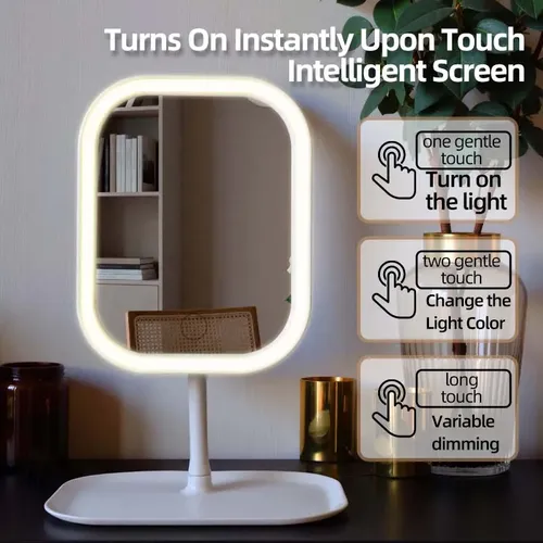 Espejo De Maquillaje Led Portátil, Espejo De Escritorio Regu