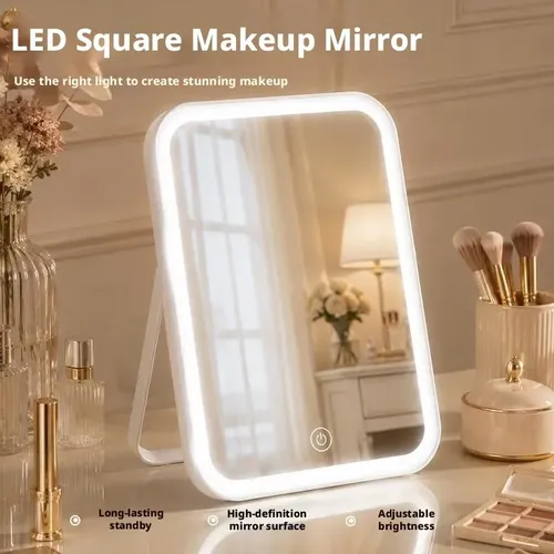 Espejo Led Plegable Con Luz Y Cable Usb Para Maquillaje