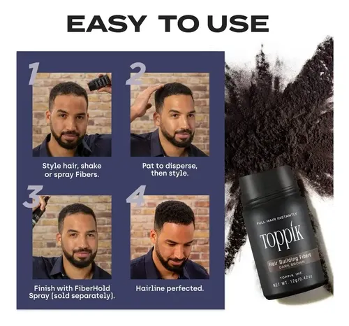 Kit 5 Polvo Texturizador Toppik Negro Fibras Capilares 27.5g
