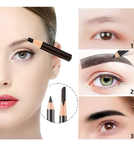 Lápiz De Cejas Y Delineador Negro Go Ho 12 Piezas
