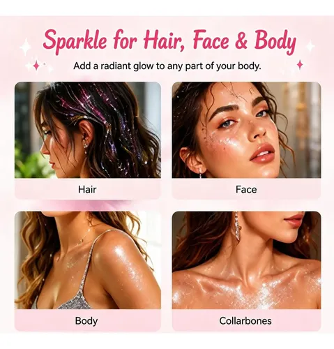 Spray Brillo Corporal Glitter Gihkasd Plata Rosa Púrpura