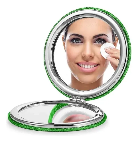 Espejo Compacto Omiro Redondo Con Aumento De 1x/10x, Verde