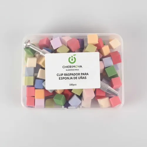 Cherimoya Kit Esponja Y Pinza Para Uñas 100 Unidades