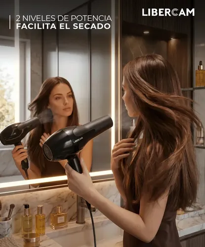 Secador De Pelo Cabello LIBERCAM RSEC-02 Frio Caliente 2 Velocidades 1800W Color Negro