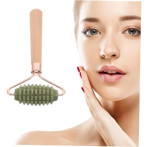 Rodillo Facial De Jade Verde Madera Ergónomico Para Ojos