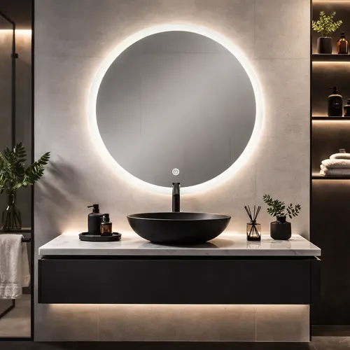 Espejo Led Redondo 60cm Luz Calida/fria Regulable Para Baño