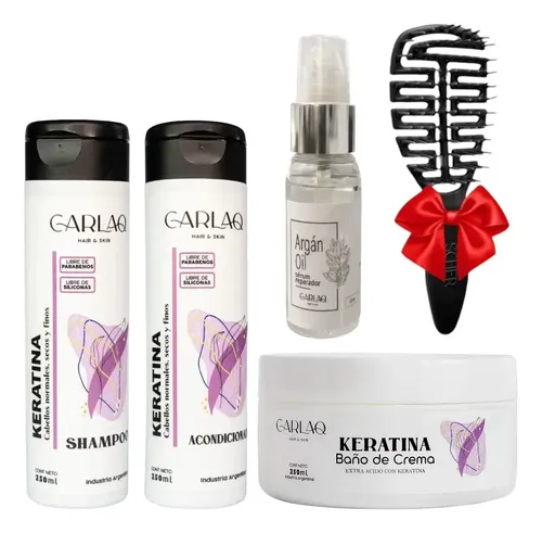 Kit Keratina Shampoo Acondicionador Baño Crema Serum