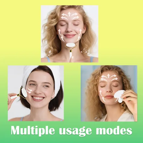 Rodillo Facial Jade Gua Sha Lsxkamix Masajeador Blanco