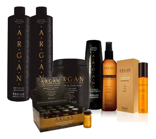 Shampoo Acond Elixir Mascara Brillo Crema Kit Argan Fidelite