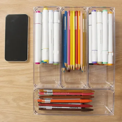 Organizador Acrílico Escritorio Cajon 23×7,5×5 Cm Pack X3