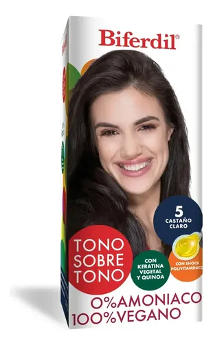Tintura Coloración Biferdil Tono Sobre Tono 0 Amoniaco 5 Castaño Claro