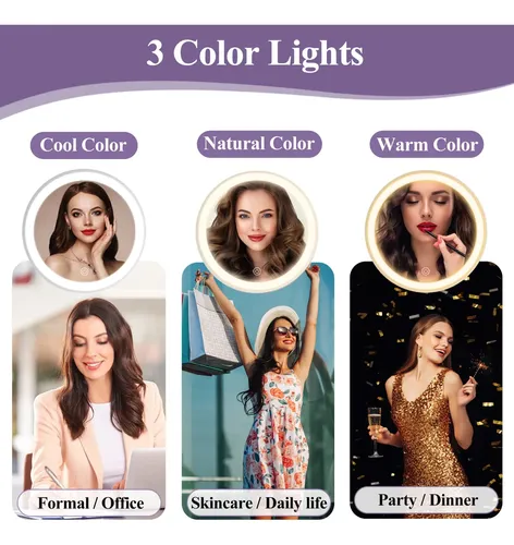 Espejo De Maquillaje Ffowcye 8 Luces Con Aumento De 1x/10x
