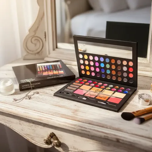Paleta De Sombras Glitter Labiales En Crema Blush Cameo