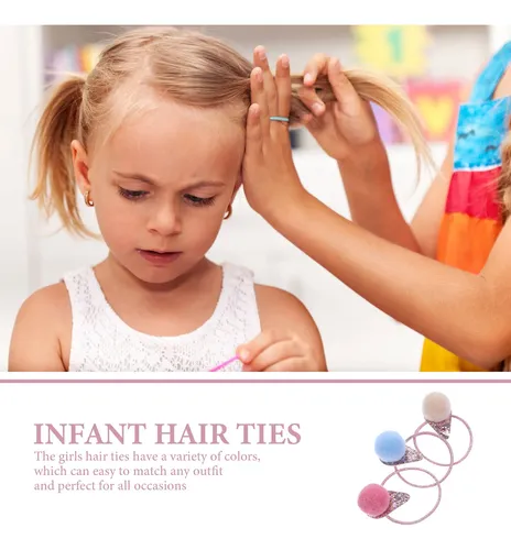 12 Pinzas De Pelo Con Bolas De Peluche Y Lentejuelas, Elásti